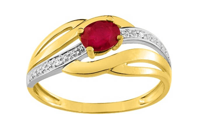 Bague or jaune rubis
