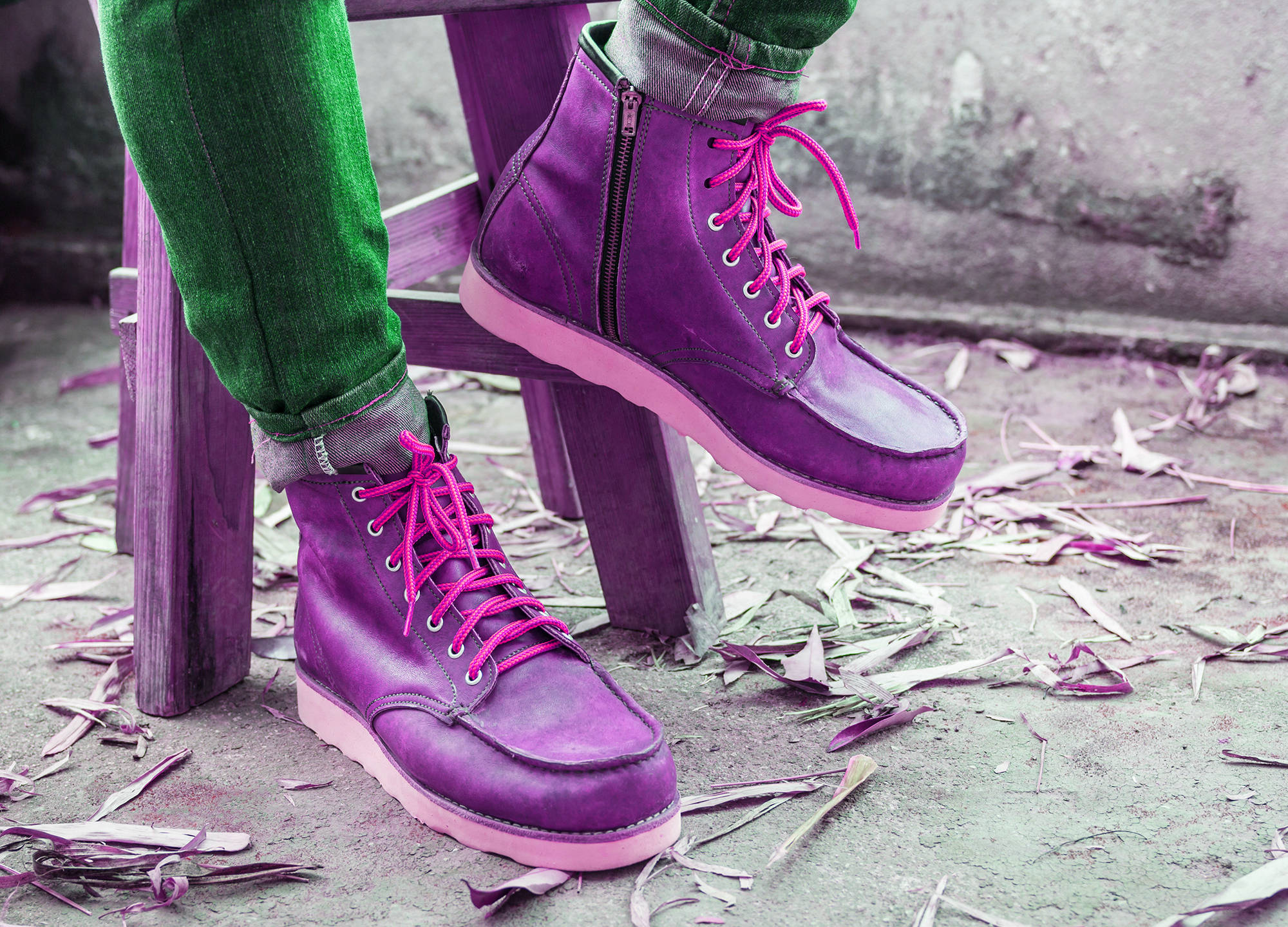 male-foot-with-brown-leather-shoes-jeans-violet